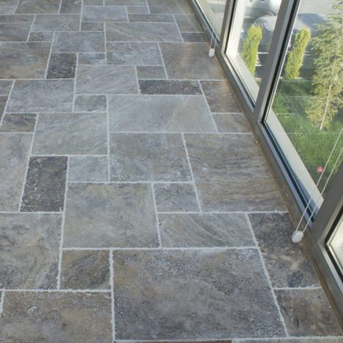 silver travertine french pattern 1.2cm 2